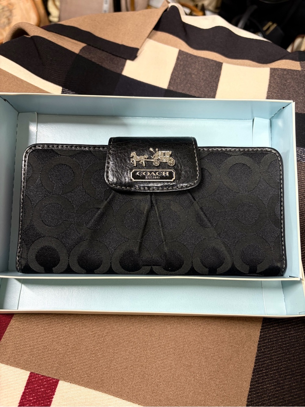 Coach Pink Leather Continental Wallet with Black Logo Tab